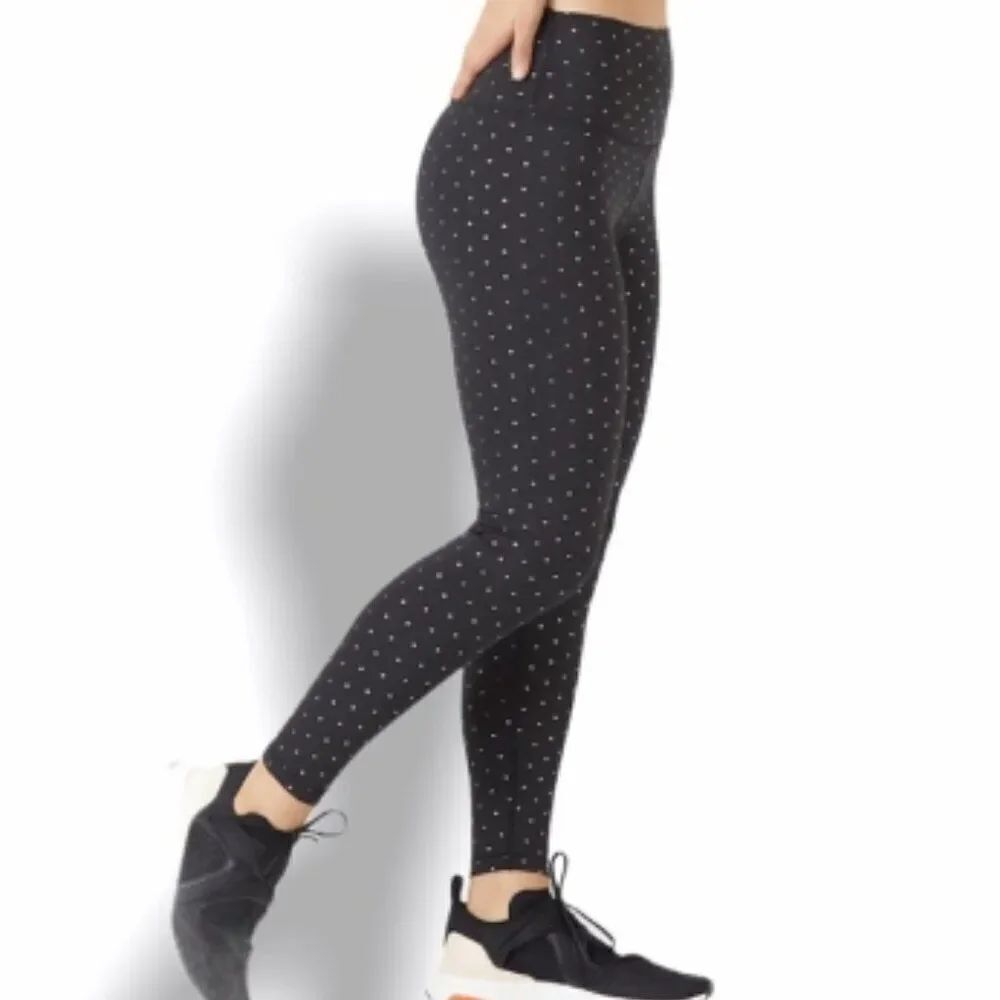 Like New! Glyder High-Waist Leggings Black with Metallic Silver dots in Size S